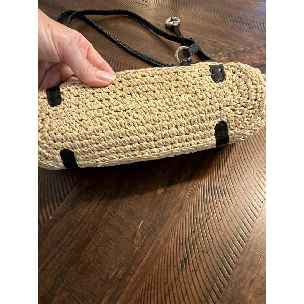 Vintage Brighton Straw Weave Hobo Handbag Grandma Cottage Core Shoulder Bag